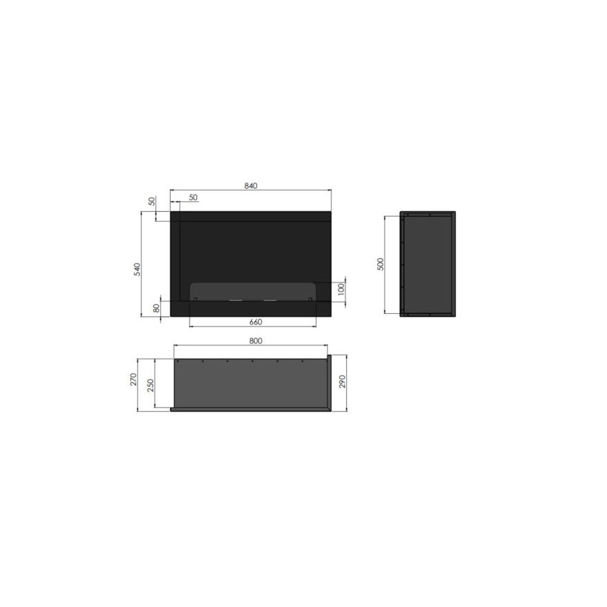 InFire - Cheminée BIO d'angle 84x54 cm 3kW noire