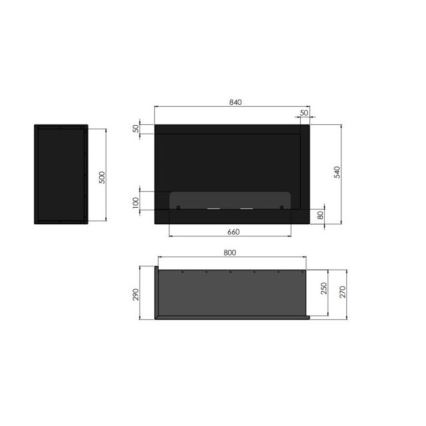 InFire - Cheminée BIO d'angle 84x54 cm 3kW noire