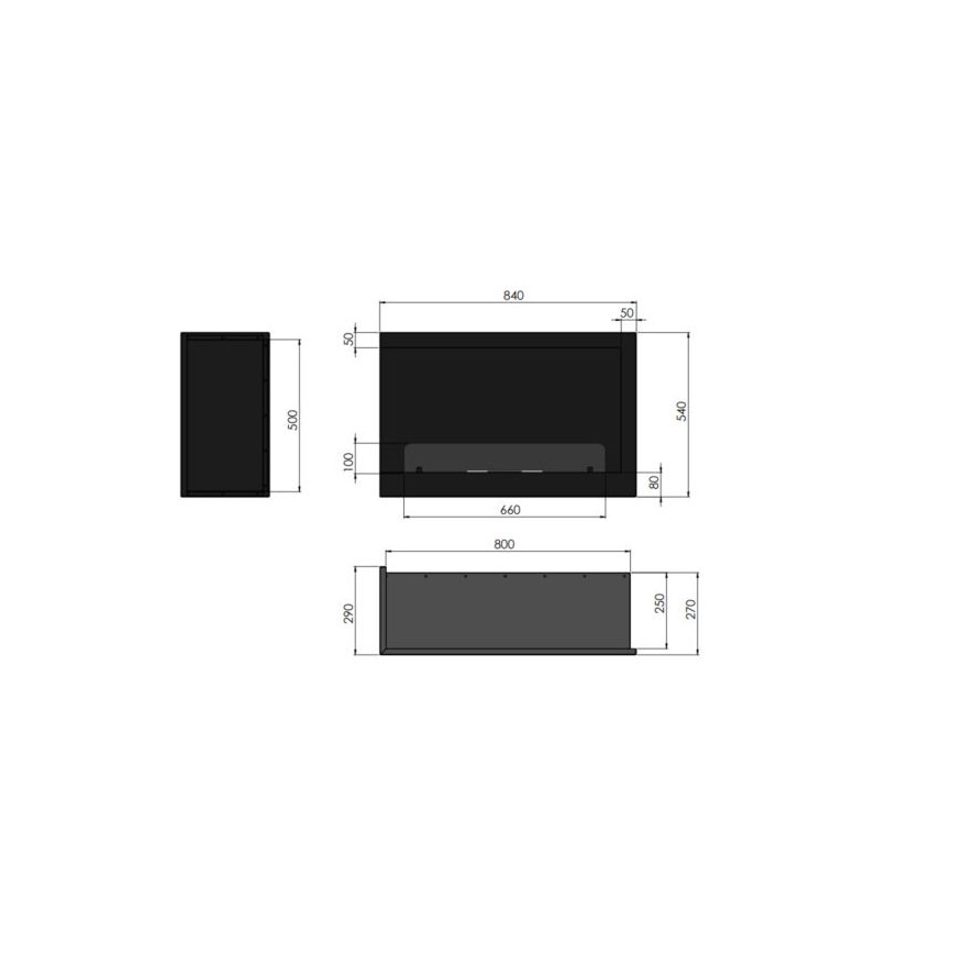 InFire - Cheminée BIO d'angle 84x54 cm 3kW noire
