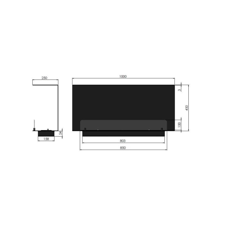 InFire - Cheminée encastrée BIO 100x45 cm 3kW noire