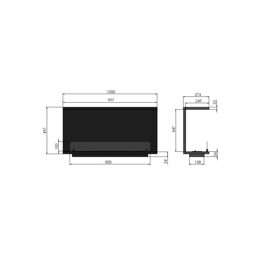 InFire - Cheminée encastrée BIO 100x50 cm 3kW noire