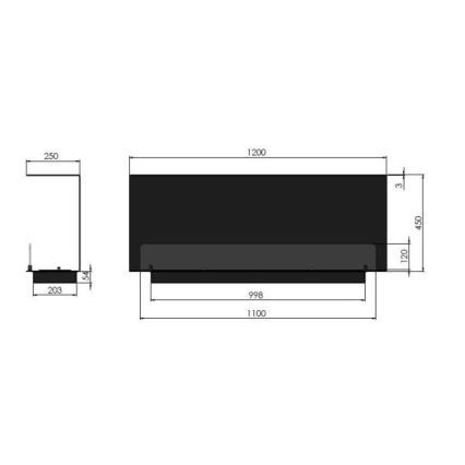 InFire - Cheminée encastrée BIO 120x45 cm 3kW noire