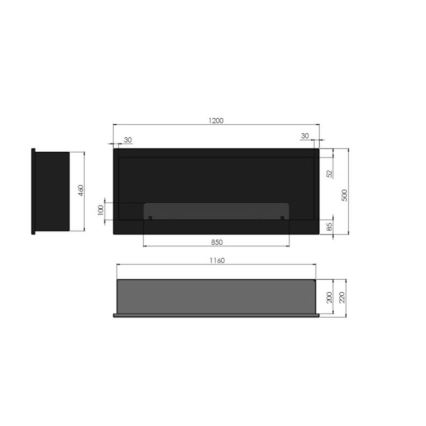 InFire - Cheminée encastrée BIO 120x50 cm 3kW noire