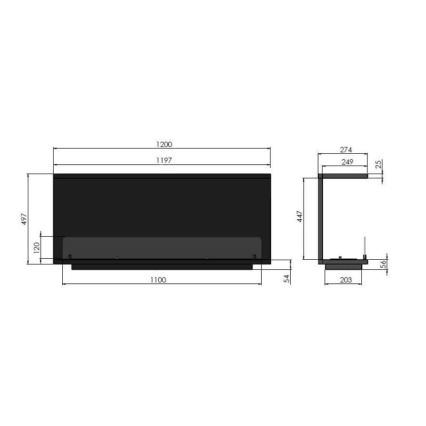 InFire - Cheminée encastrée BIO 120x50 cm 3kW noire