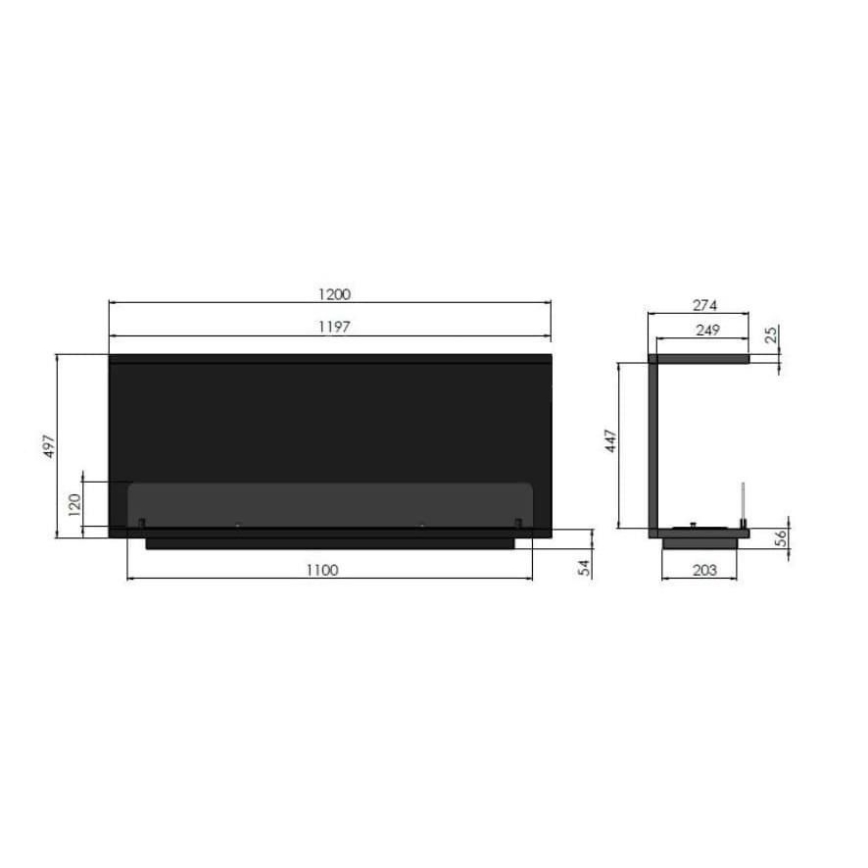 InFire - Cheminée encastrée BIO 120x50 cm 3kW noire