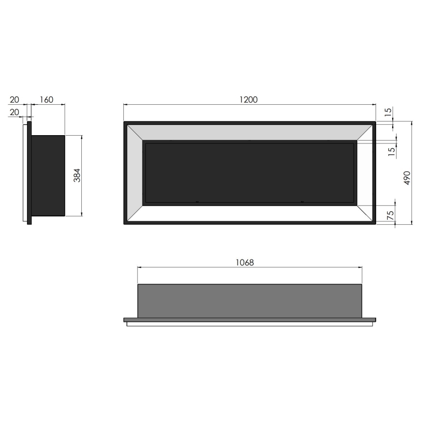 InFire - Cheminée encastrée BIO 49x120 cm 3kW noir