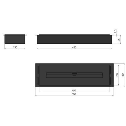 InFire - Cheminée Encastrée BIO 5,5x50 cm 3kW noir