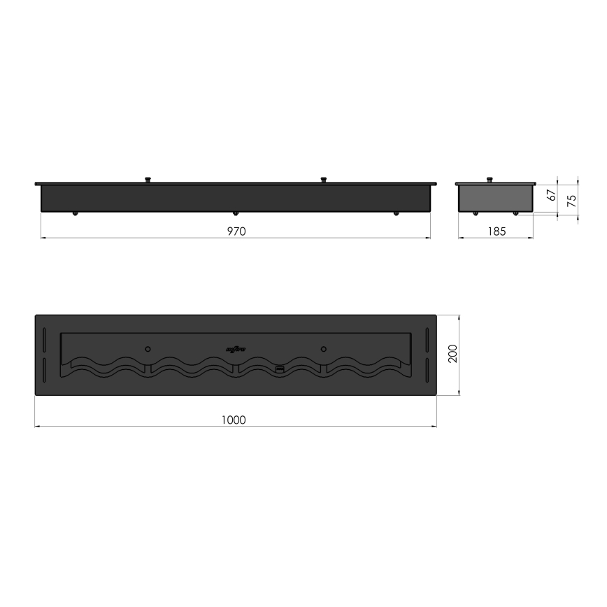 InFire - Cheminée encastrée BIO 7,5x100 cm 6kW noir