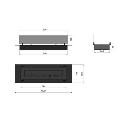 InFire - Cheminée encastrée BIO 8,5x100 cm 6kW noir