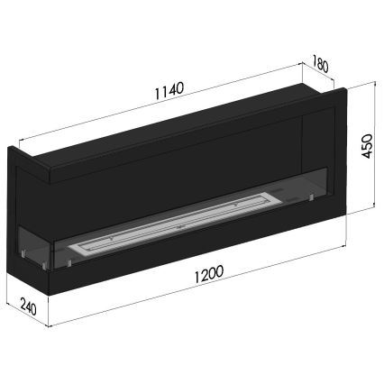 InFire - Coin Cheminée BIO 45x120 cm 3kW noir