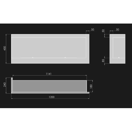 InFire - Coin Cheminée BIO 45x120 cm 3kW noir