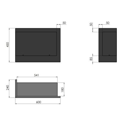 InFire - Coin Cheminée BIO 45x60 cm 3kW noir