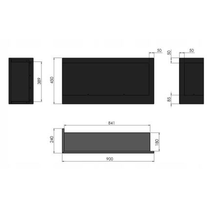 InFire - Coin Cheminée BIO 45x90 cm 3kW noir