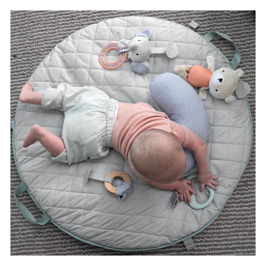 Ingéniosité - Couverture pour bébé pour jouer LOAMY menthe/gris