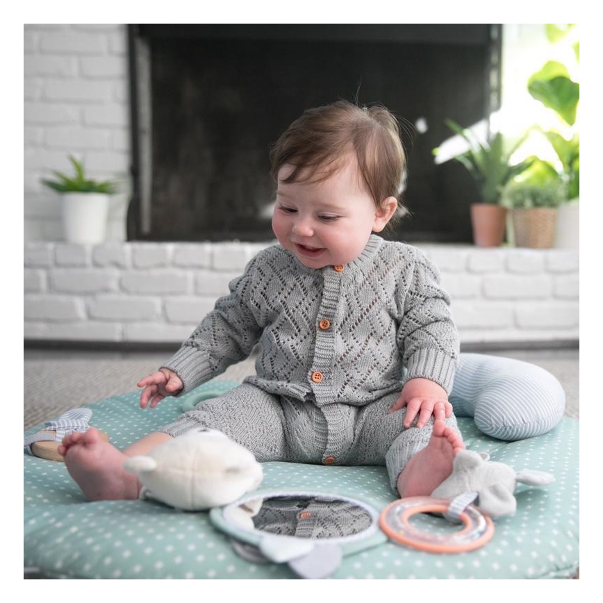 Ingéniosité - Couverture pour bébé pour jouer LOAMY menthe/gris