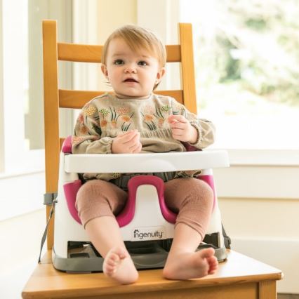 Ingenuity - Siège rehausseur pour table à manger 2en1 BABY BASE rose