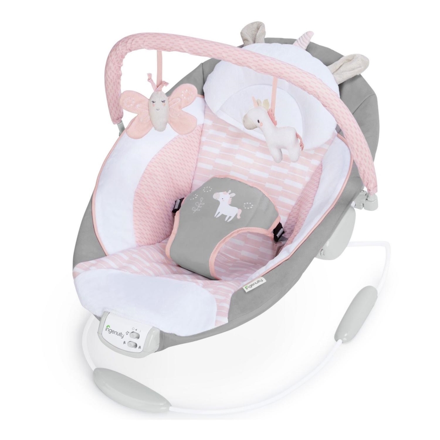 Ingenuity - Transat bébé vibrant avec mélodie FLORA THE UNICORN 3xC