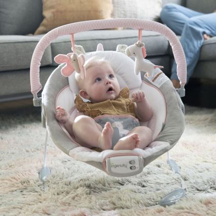 Ingenuity - Transat bébé vibrant avec mélodie FLORA THE UNICORN 3xC