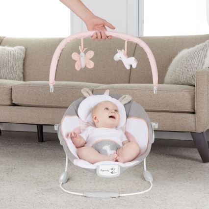 Ingenuity - Transat bébé vibrant avec mélodie FLORA THE UNICORN 3xC