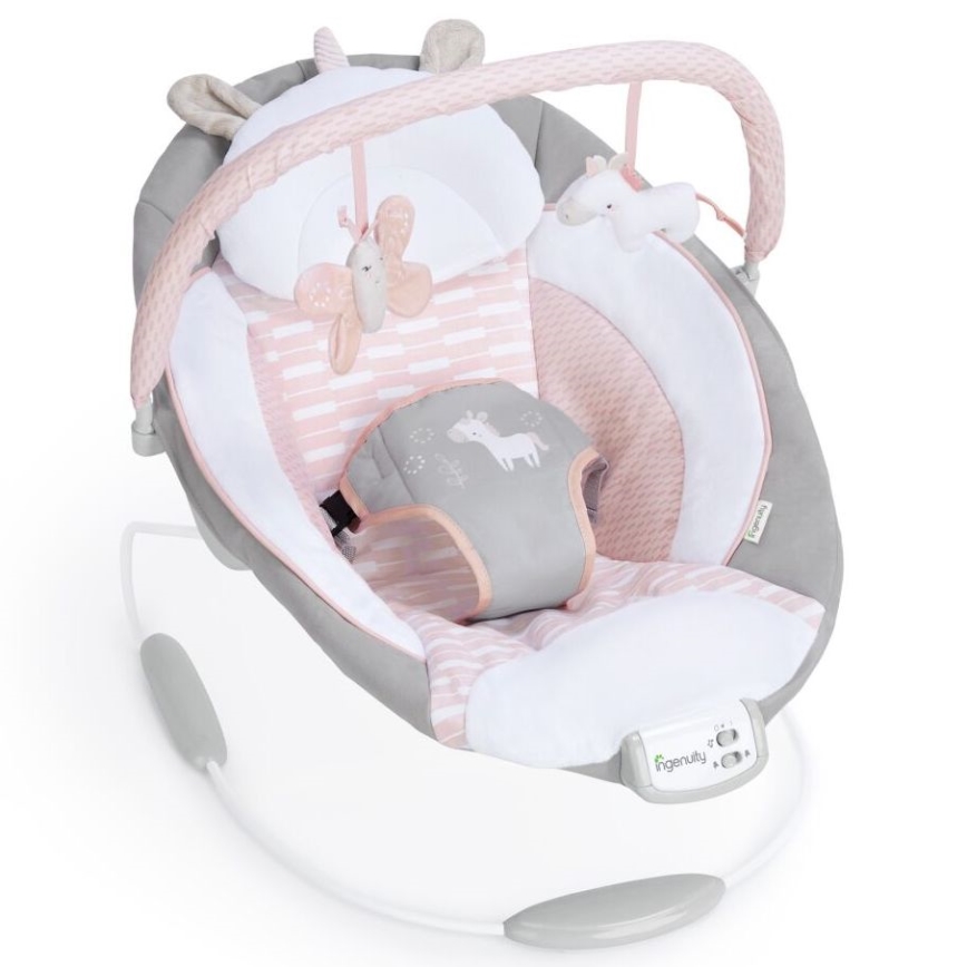 Ingenuity - Transat bébé vibrant avec mélodie FLORA THE UNICORN 3xC
