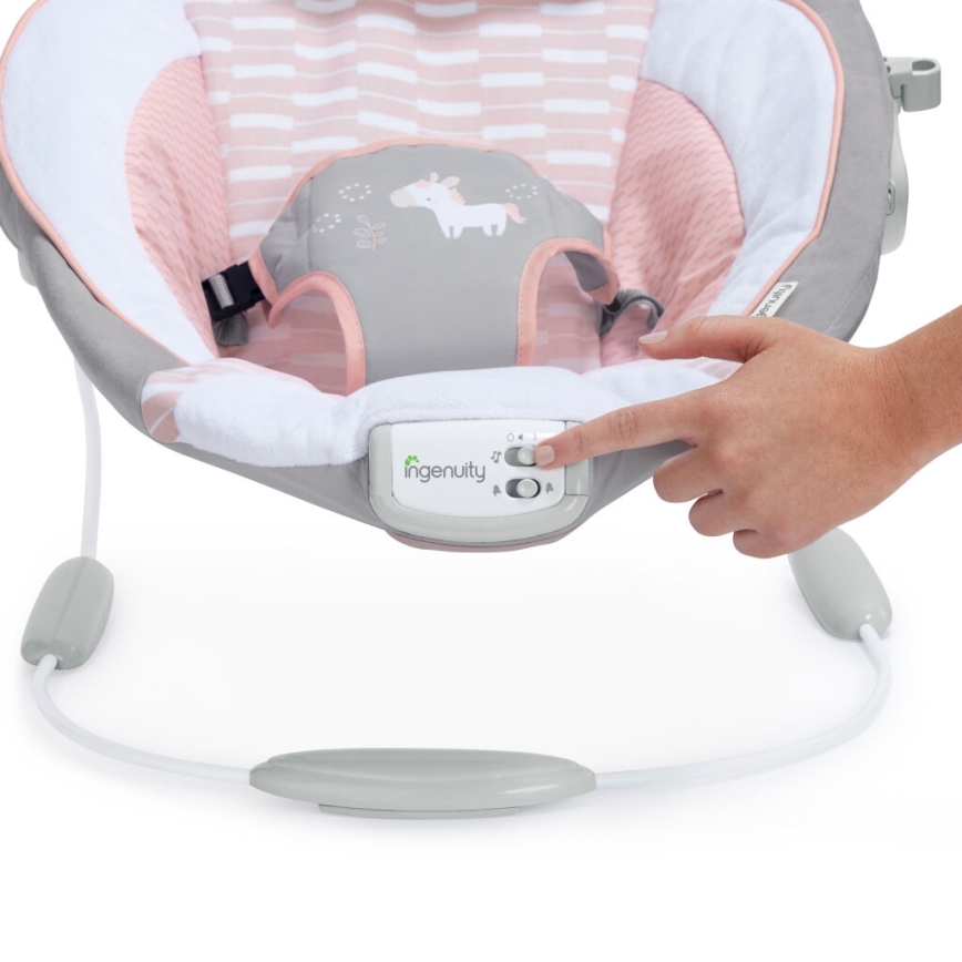 Ingenuity - Transat bébé vibrant avec mélodie FLORA THE UNICORN 3xC