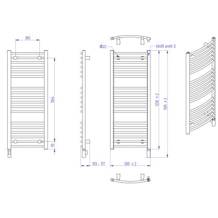 Instal Projekt - Radiateur électrique de salle de bains AMBRE 400 W 123 × 50 cm blanc