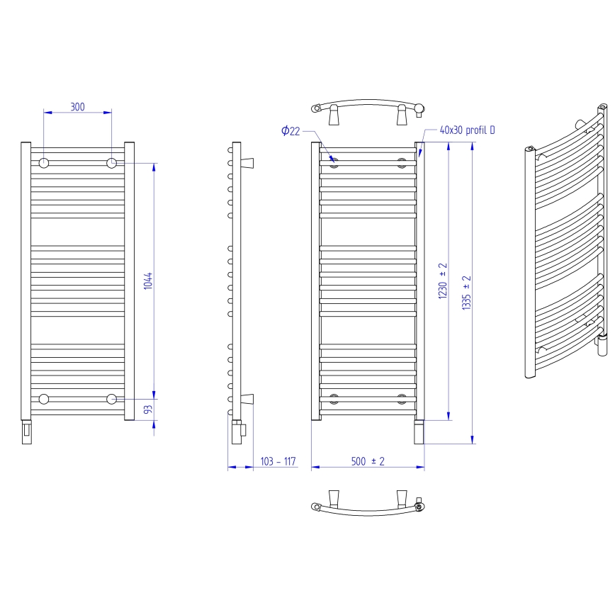 Instal Projekt - Radiateur électrique de salle de bains AMBRE 400 W 123 × 50 cm blanc