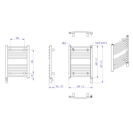 Instal Projekt - Radiateur électrique pour salle de bains AMBRE 300 W, 68 x 50 cm, blanc