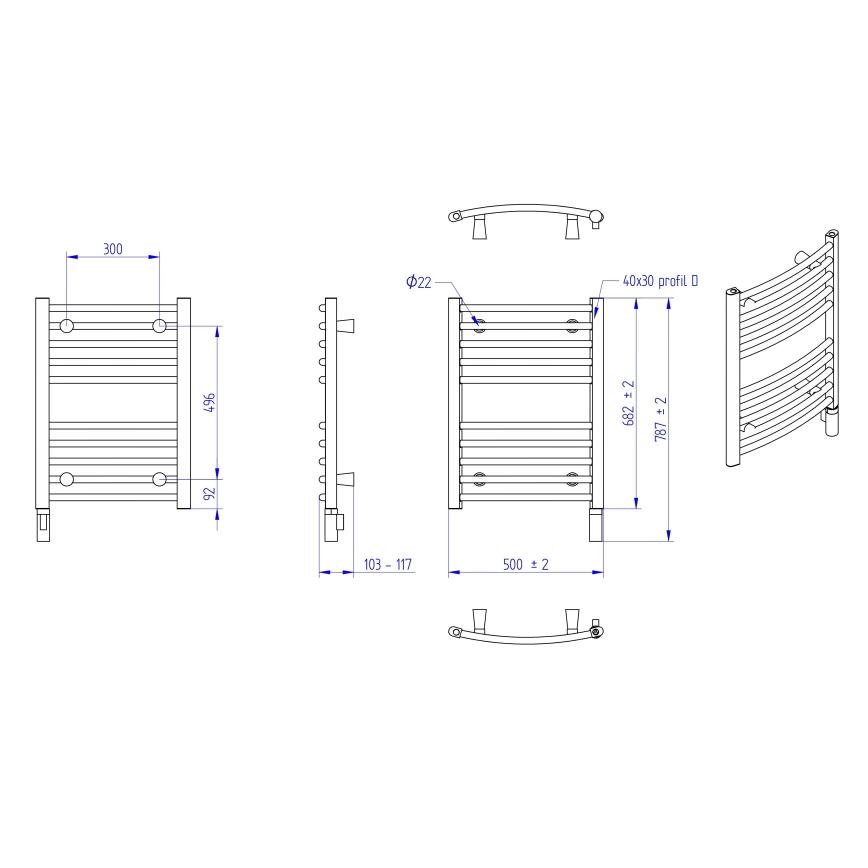 Instal Projekt - Radiateur électrique pour salle de bains AMBRE 300 W, 68 x 50 cm, blanc