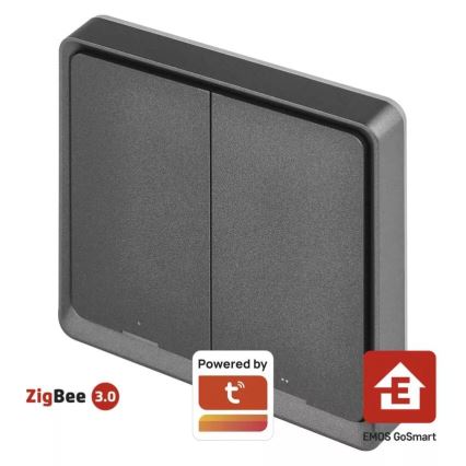 Interrupteur 2 bouton GoSmart 1xCR2430 Tuya noir