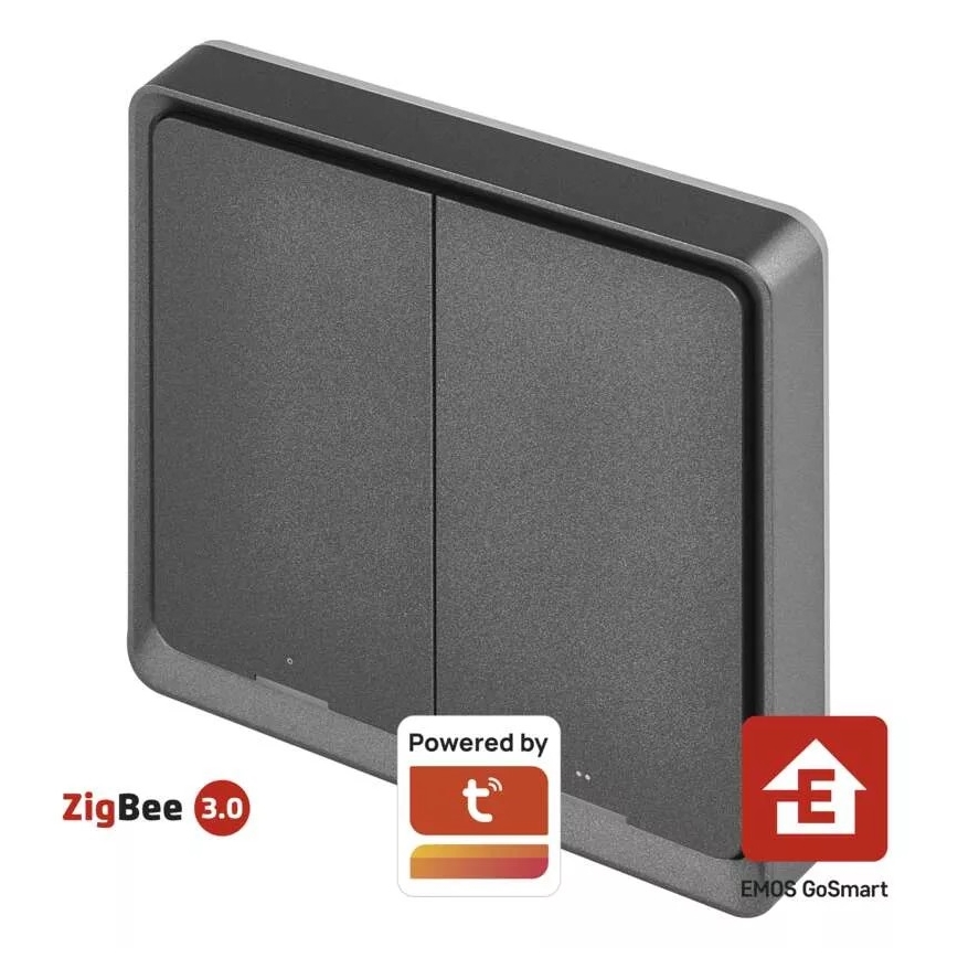 Interrupteur 2 bouton GoSmart 1xCR2430 Tuya noir