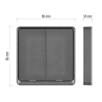 Interrupteur 2 bouton GoSmart 1xCR2430 Tuya noir