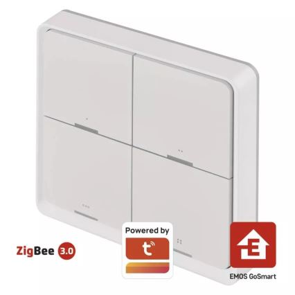 Interrupteur 4 touches GoSmart 1xCR2430 Tuya blanc