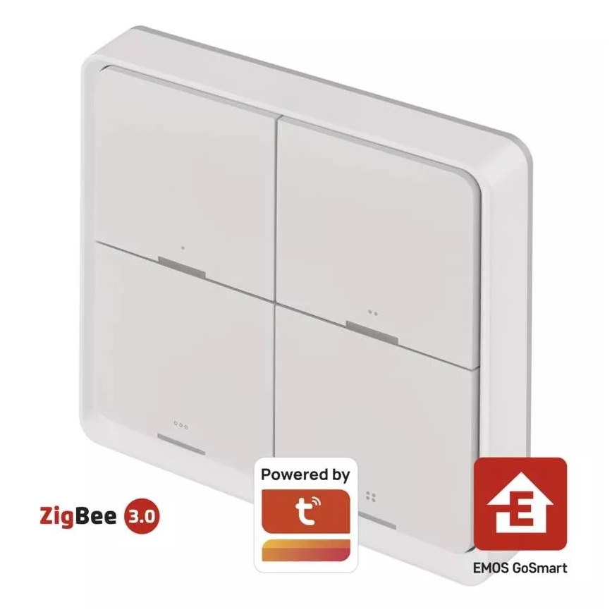 Interrupteur 4 touches GoSmart 1xCR2430 Tuya blanc