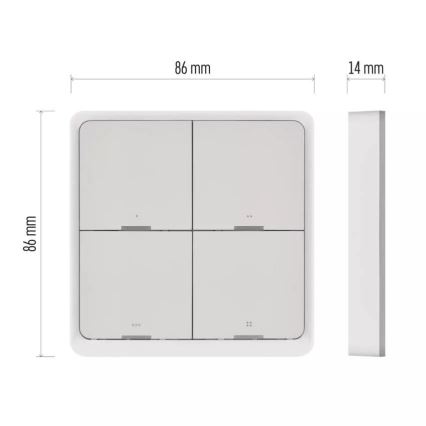 Interrupteur 4 touches GoSmart 1xCR2430 Tuya blanc