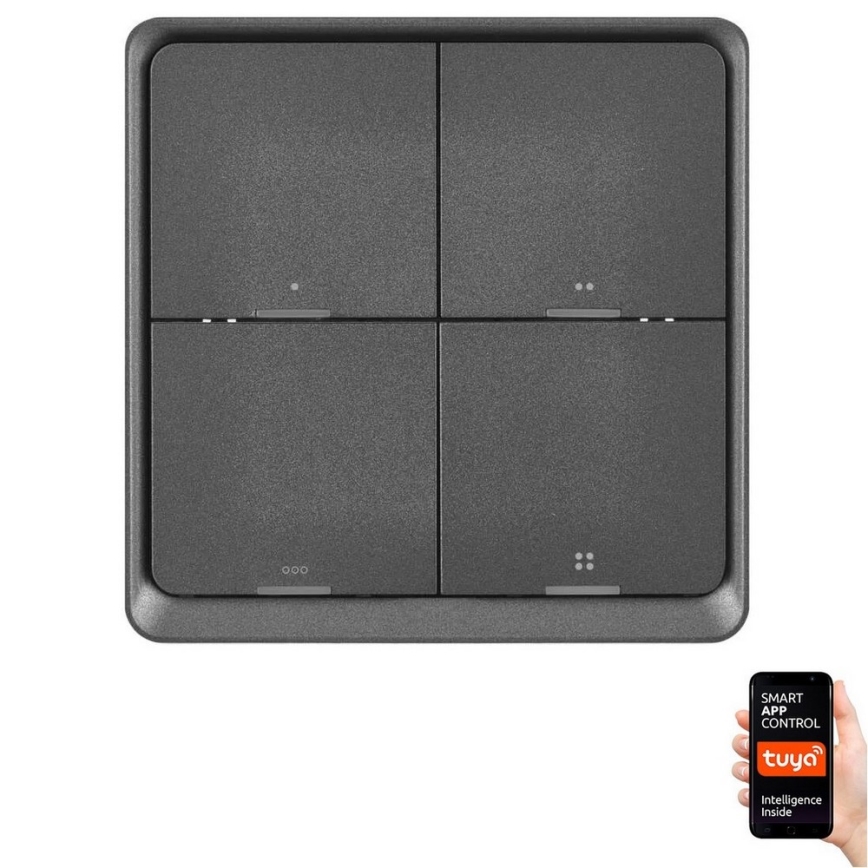 Interrupteur 4 touches GoSmart 1xCR2430 Tuya noir