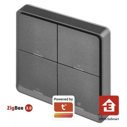 Interrupteur 4 touches GoSmart 1xCR2430 Tuya noir