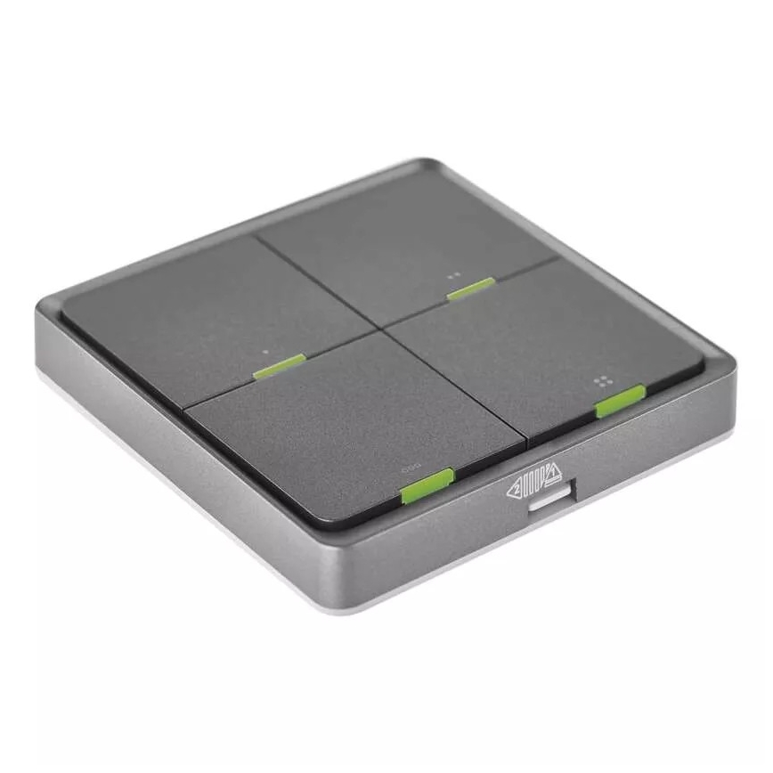 Interrupteur 4 touches GoSmart 1xCR2430 Tuya noir