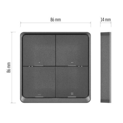 Interrupteur 4 touches GoSmart 1xCR2430 Tuya noir