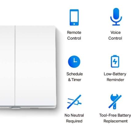 Interrupteur d'éclairage intelligent à deux boutons 2xAAA