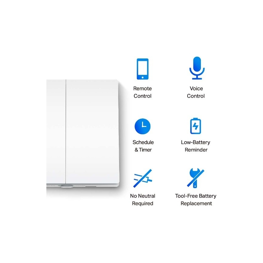 Interrupteur d'éclairage intelligent à deux boutons 2xAAA