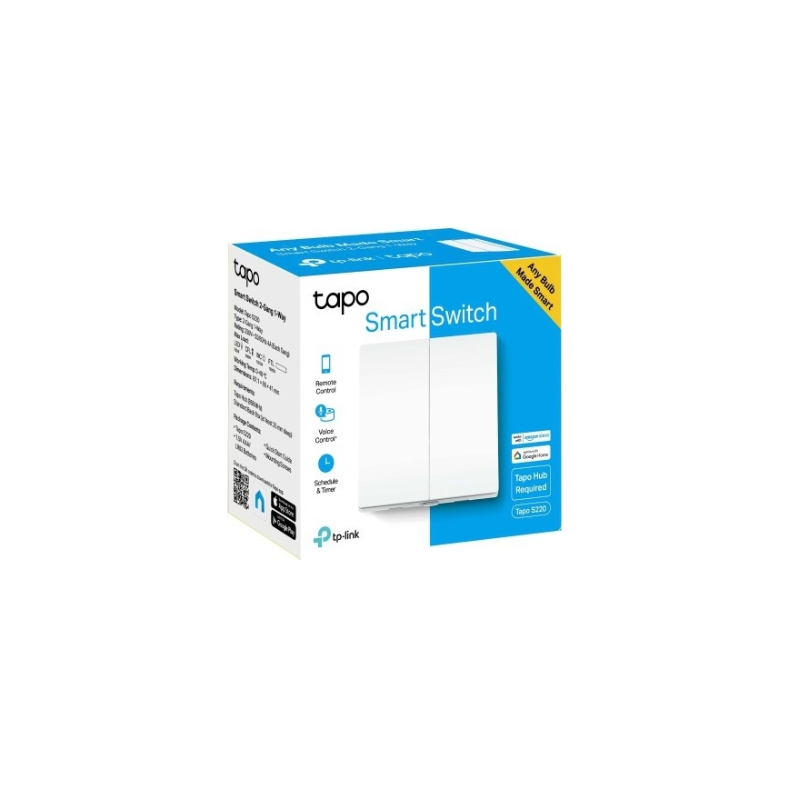 Interrupteur d'éclairage intelligent à deux boutons 2xAAA