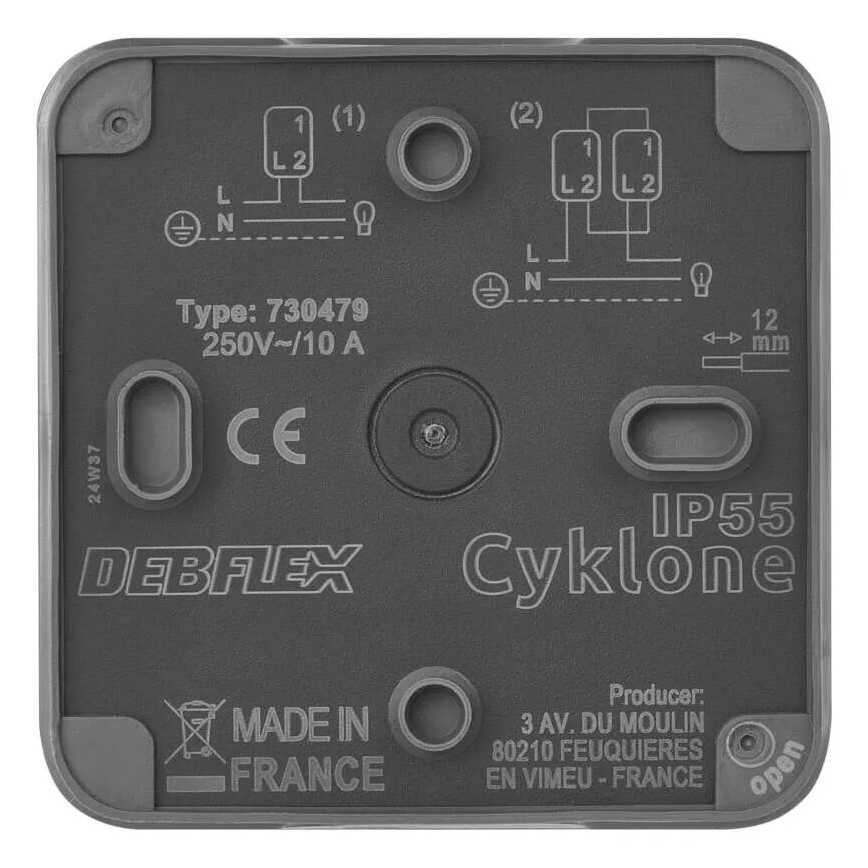 Interrupteur domestique pour courant alternatif 250 V / 10 A, IP55