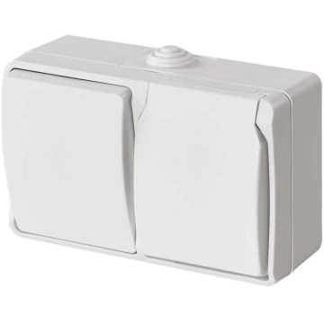 Interrupteur intérieur va-et-vient n° 6 avec prise 250V/16A IP44 blanc