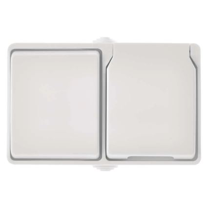 Interrupteur intérieur va-et-vient n° 6 avec prise 250V/16A IP44 blanc
