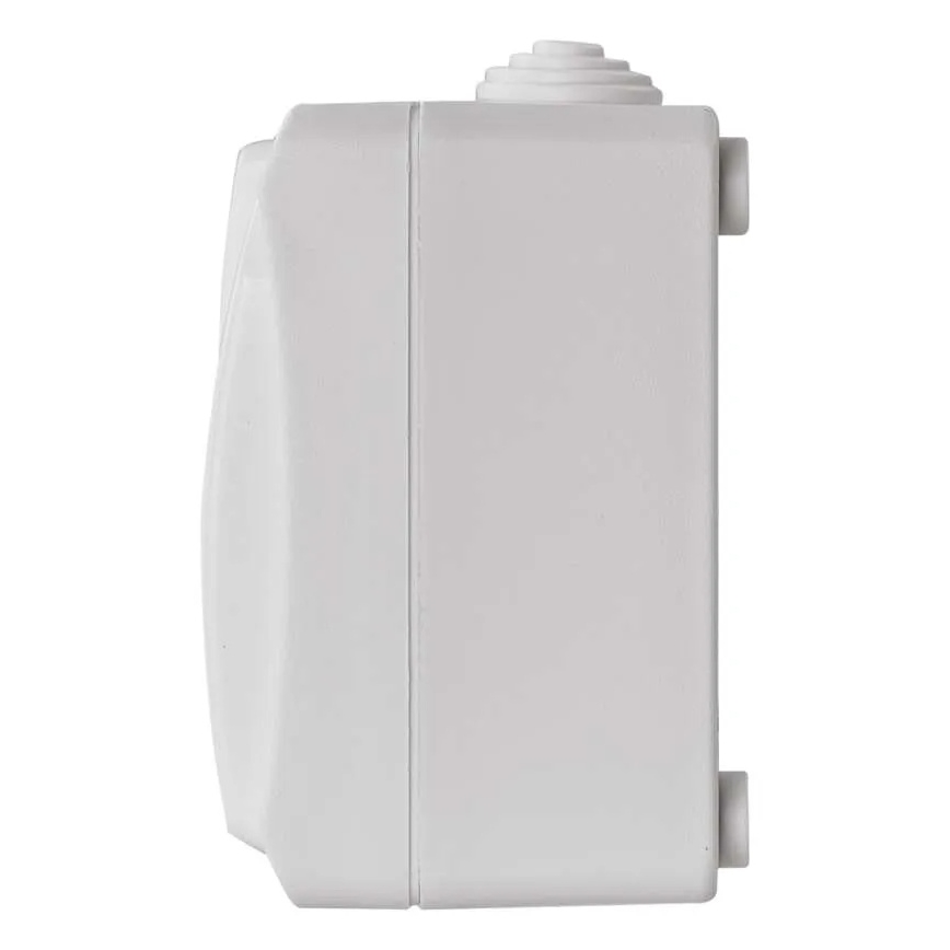 Interrupteur intérieur va-et-vient n° 6 avec prise 250V/16A IP44 blanc