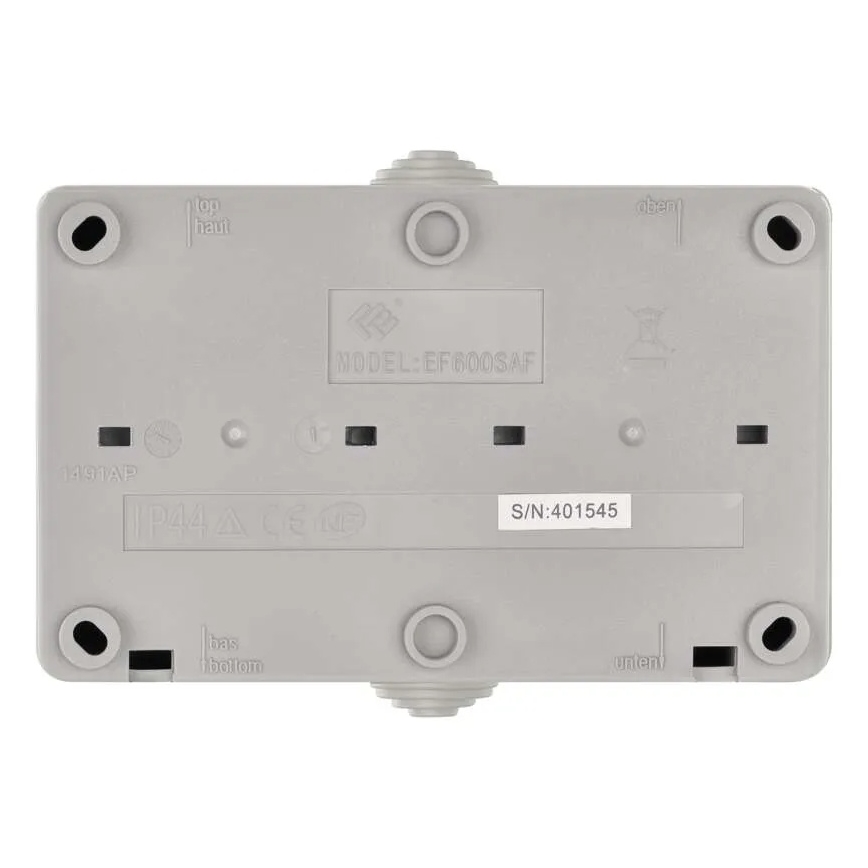 Interrupteur intérieur va-et-vient n° 6 avec prise 250V/16A IP44 gris