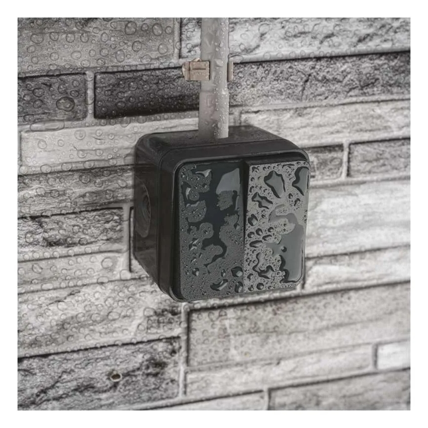 Interrupteur mural à 2 boutons va-et-vient n° 6+6 IP55 anthracite