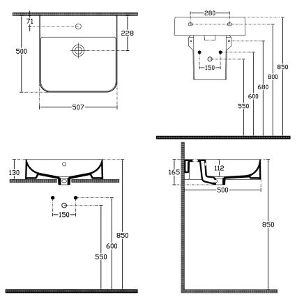 Isvea - Lavabo à poser/à suspendre SOTT AQUA 50x50 cm céramique/blanc