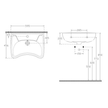Isvea - Lavabo suspendu pour personnes à mobilité réduite 45,6x59,5 cm céramique/blanc